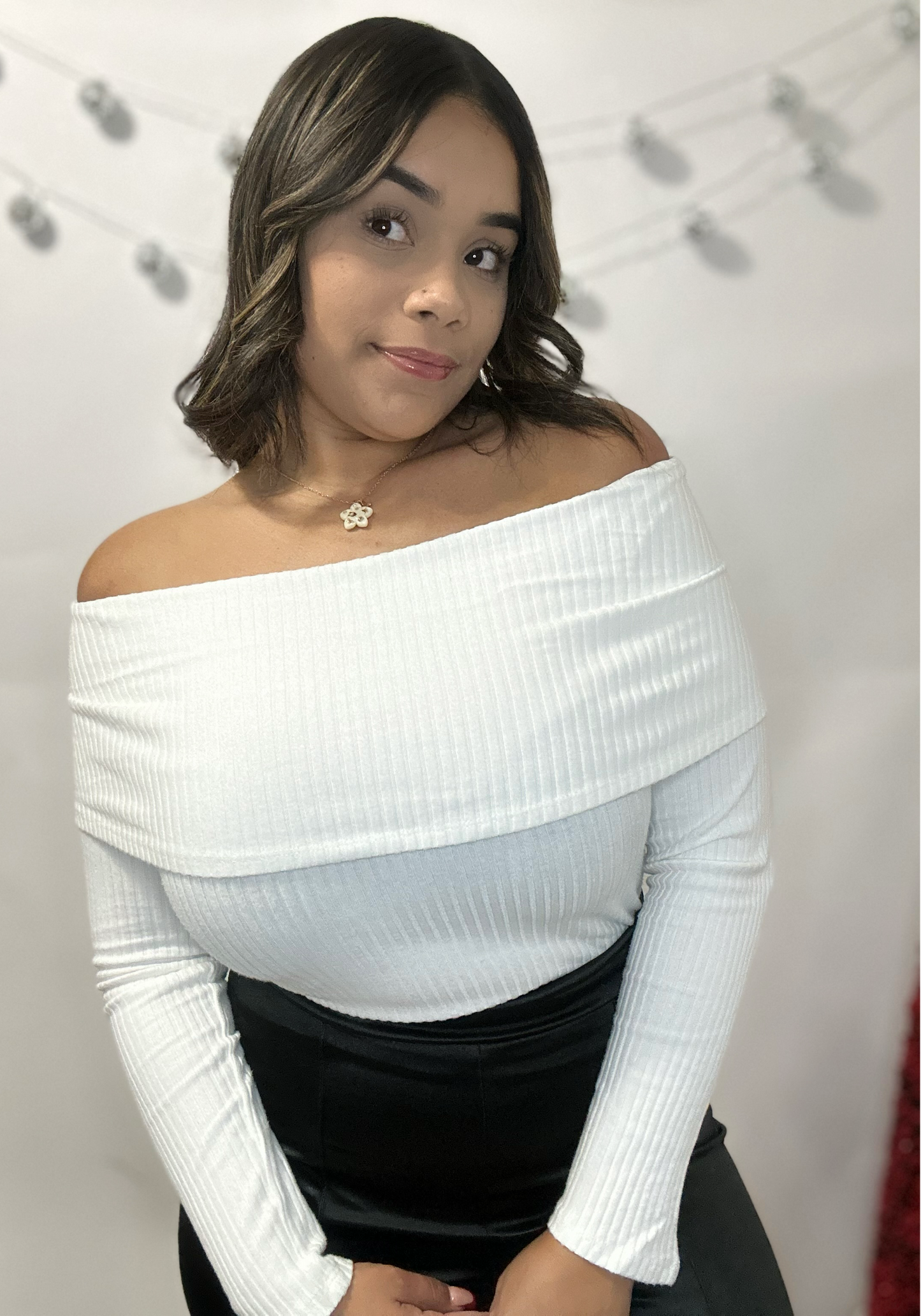 White off the shoulder top